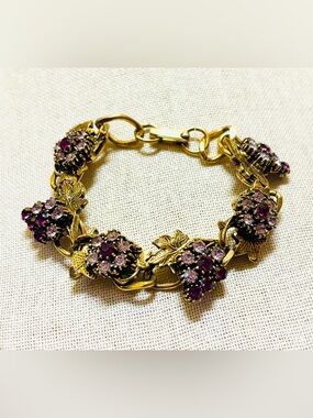 FLORENZA Vintage Grape Cluster Vine Bracelet Size 6
